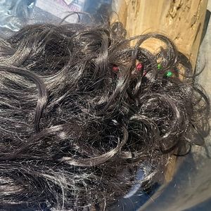 wig, darkest brown, crown piece , synthetic hair